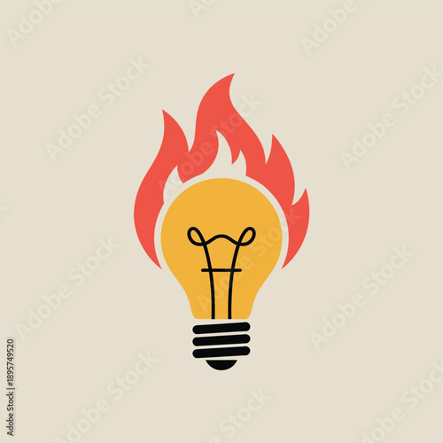 Innovative idea on fire with light bulb illustration