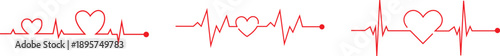 Heart Rhythm Icon set Vector Illustration For Medical Healthcare Cardiology Design With Pulse Line Symbol In Modern Style Collection Group Monitoring Iconography.