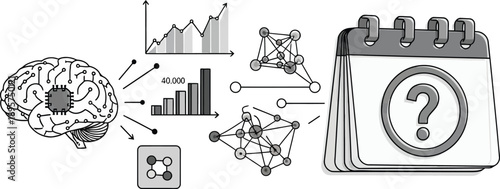 illustration of artificial intelligence and data analysis concepts with a focus on neural networks