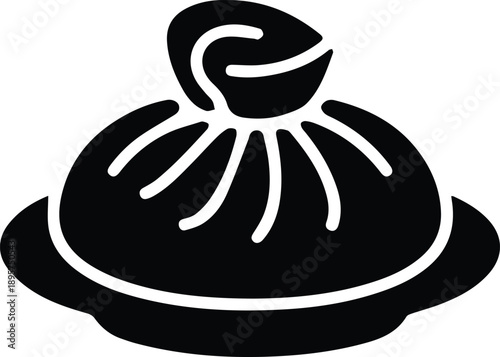 Minimalist black traditional Chinese dumpling gyoza dim sum silhouette vector icon