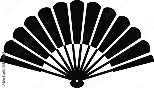 Minimalist black traditional hand folding fan silhouette vector icon
