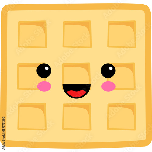 Cute Cartoon Waffle Character Illustration