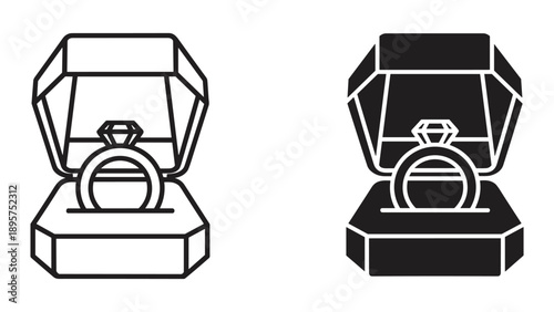 Engagement ring in jewelry box illustration
