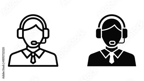 Customer support representatives with headsets