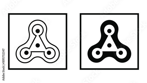 Fidget spinner icon set in black and white