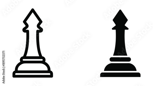 Chess bishop pieces in black and white