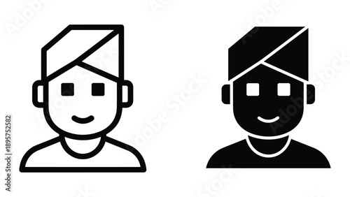 Simple line art icons of people wearing headsets