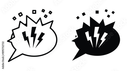 Angry comic speech bubble with lightning bolt