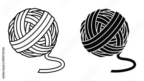 Black and white ball of yarn or thread illustration