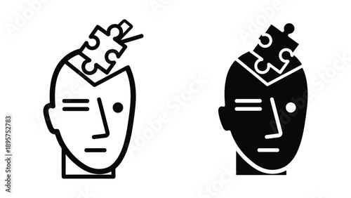 Puzzle piece missing from human head illustration