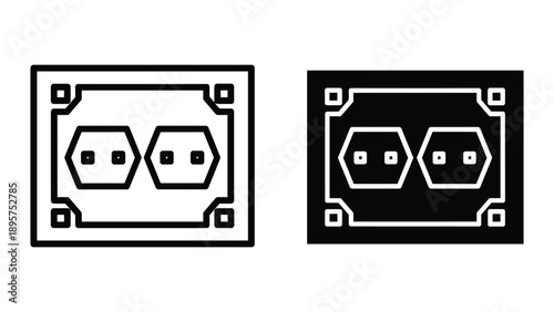 Dual socket electrical outlet icon in different colors