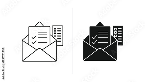 Email icons with checklist and document