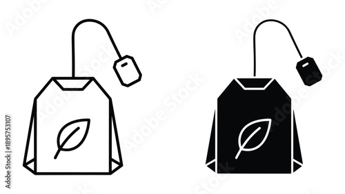 Tea bag illustration in white and black