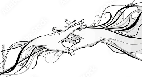 Two Hands Reaching Out to Each Other in a Gentle Touch.