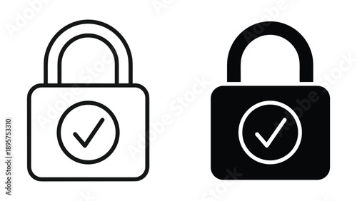 Secure lock icons with checkmark