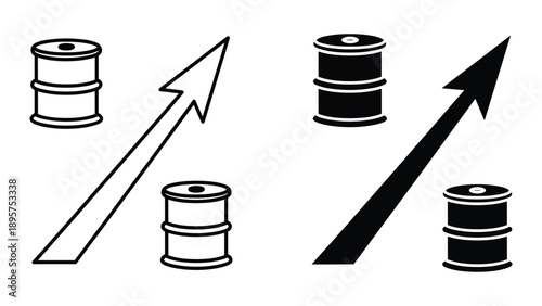 Oil price increase indicated by barrels and arrows