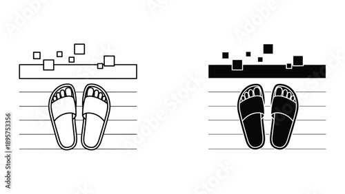 Pair of slippers illustration in black and white