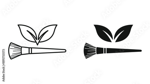 Creative brush illustration with leaves