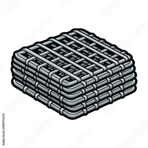A stack of metal grating