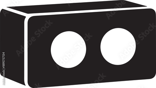 Cinder Block Silhouette Icon, Concrete Brick Shape, Construction Material Vector