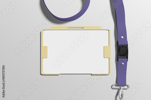 Realistic ID Card Landscape Mockup Blank