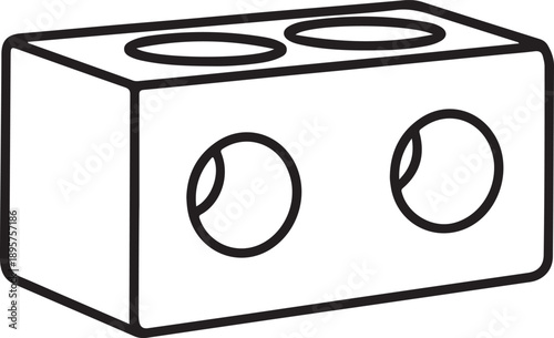 Cinder Block Silhouette Icon, Concrete Brick Shape, Construction Material Vector