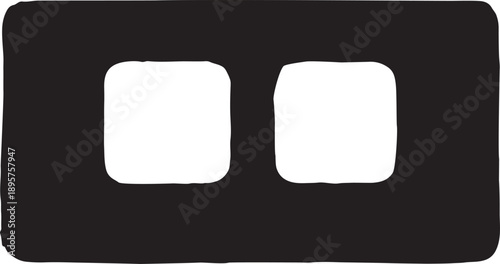 Cinder Block Silhouette Icon, Concrete Brick Shape, Construction Material Vector