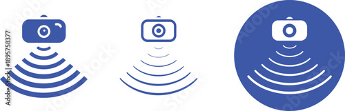 Three blue camera with signal waves technology