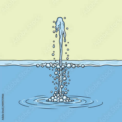 A stream of water splashing into a body of water