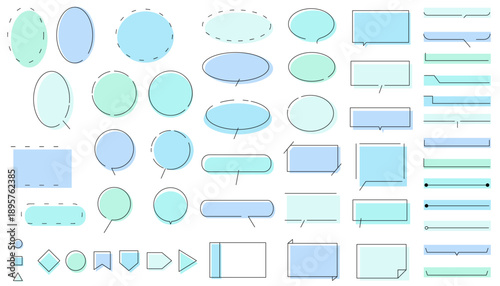 シンプルな吹き出しとフレームのイラストセット　ベクター背景素材