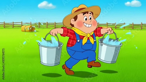 man with bucket