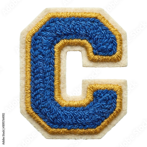 Varsity style embroidered letter C patch