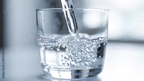 Refreshing Stream of Pure Water Fills a Transparent Glass, Symbolizing Hydration and Healthy Living