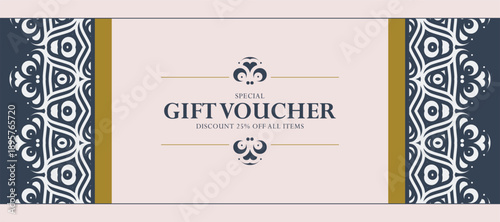 Elegant Decorative Ornamented Gift Voucher with Discount Offer Invitation