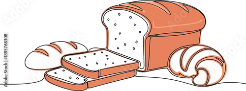 Freshly baked bread and pastries illustration