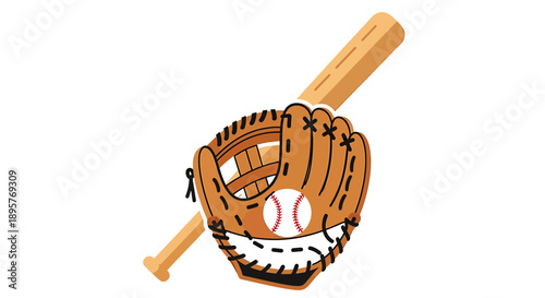 Baseball Bat, Glove, and Ball - Sports Equipment Icon