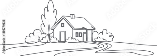 Simple House with Tree and Pathway