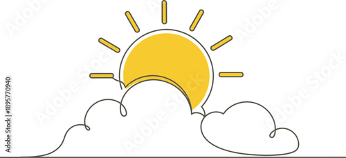 Simple Sunrise with Cloud and Yellow Sun