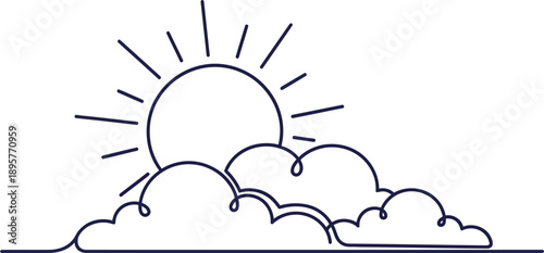 Simple Sunrise with Clouds Illustration