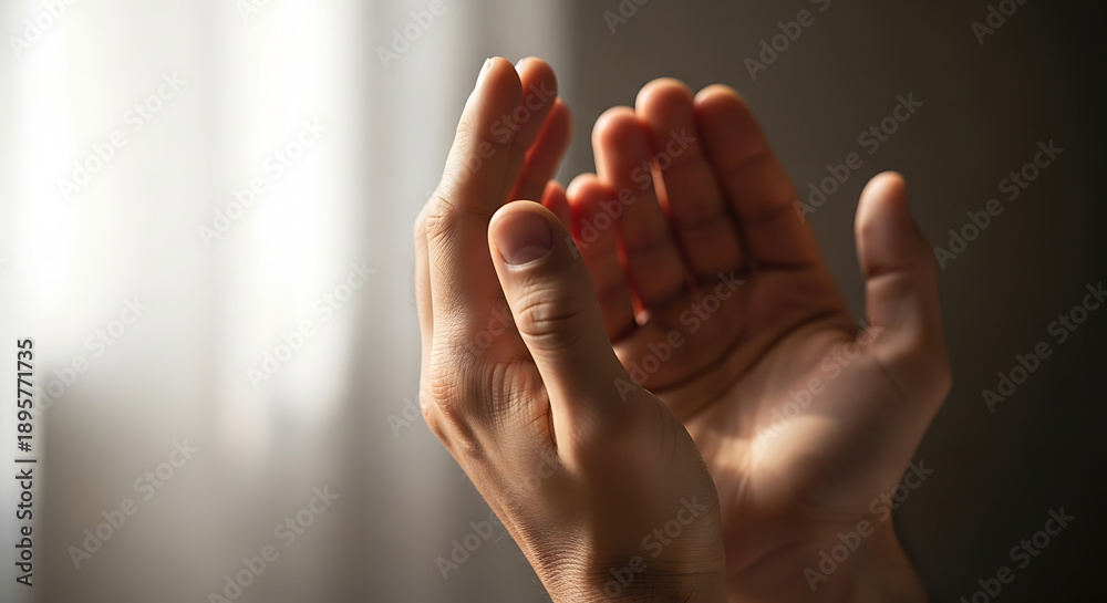 Fototapeta premium Closeup of hands cupped together in prayer gesture