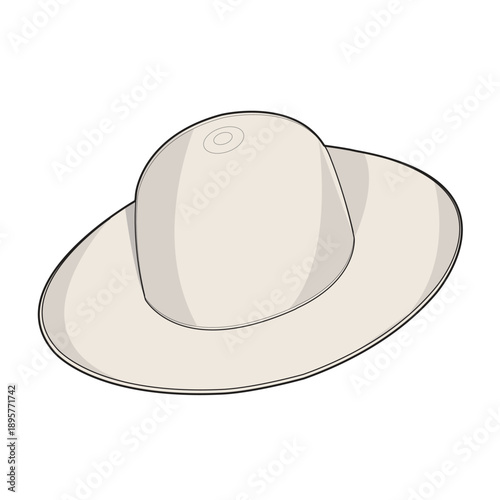 Fotografi Classic boater hats technical illustration vector mockup template