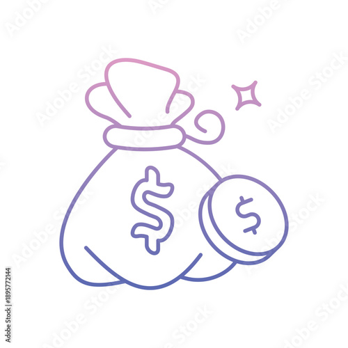 Money Bag icon clean and modern vector illustration