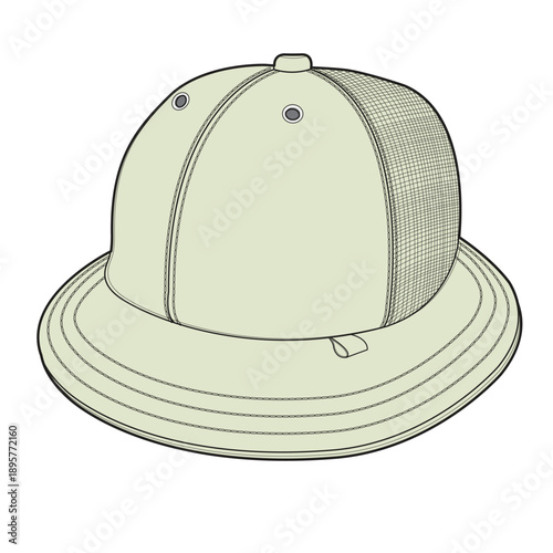 Bowler hats design technical flat sketch vector mockup template.