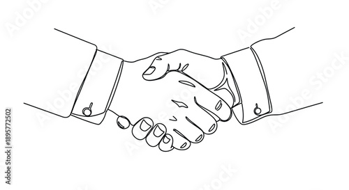 Close up sketch of two hands shaking in agreement and partnership symbolizing trust and collaboration in business or friendship