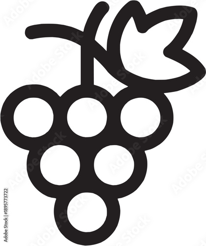 Grapes fruit line icon. Fresh organic grape illustration in simple outline style. Vector illustration.