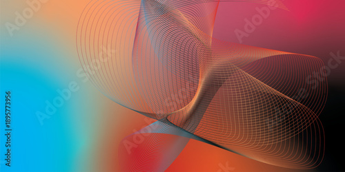 Red black and azure abstract shape grainy gradient background with black noisy texture for wide banner poster and header design