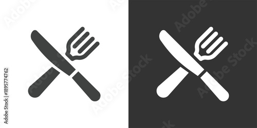 Crossed Knife and Fork icon. Solid glyph series icon