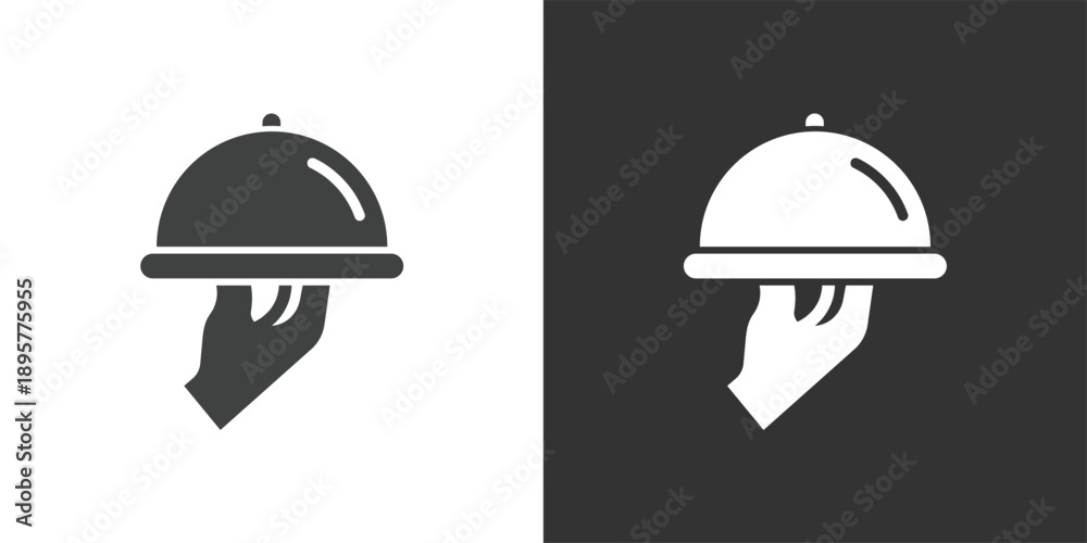 Fototapeta premium Hand Serving Food icon. Solid glyph series icon