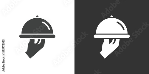 Hand Serving Food icon. Solid glyph series icon