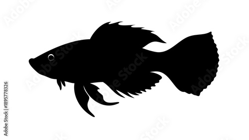 Black fish silhouette swimming alone in water